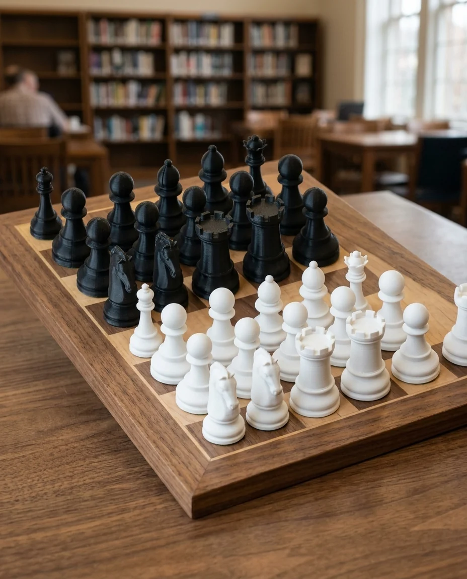 Ajedrez impreso en 3D en multicolor (blanco y negro): juego de ajedrez clásico (imagen ilustrativa)