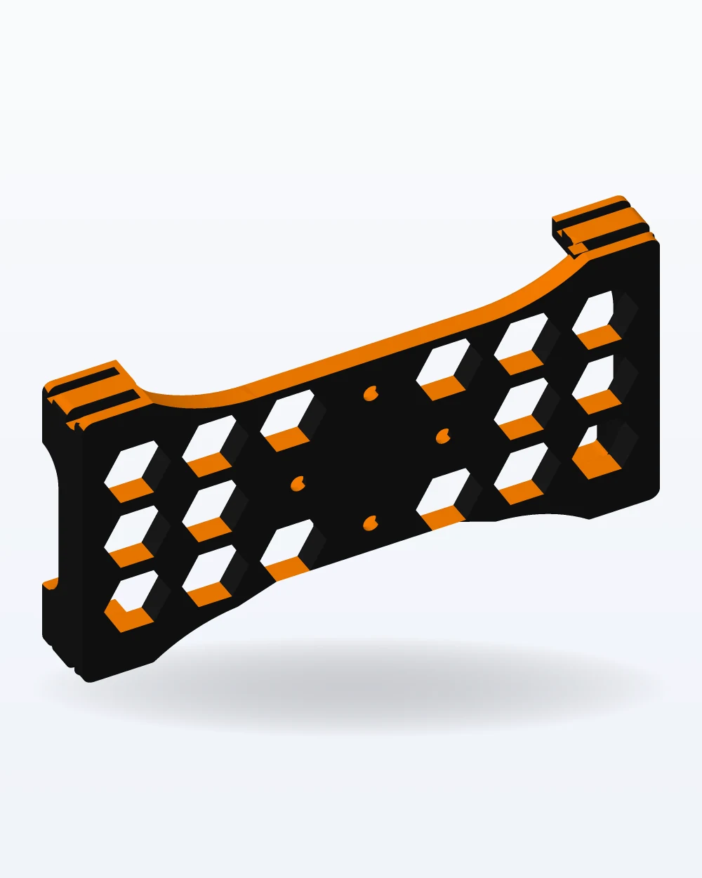 Ilustración del modelo 3D de soporte de celular para manubrio, con los colores de la impresión