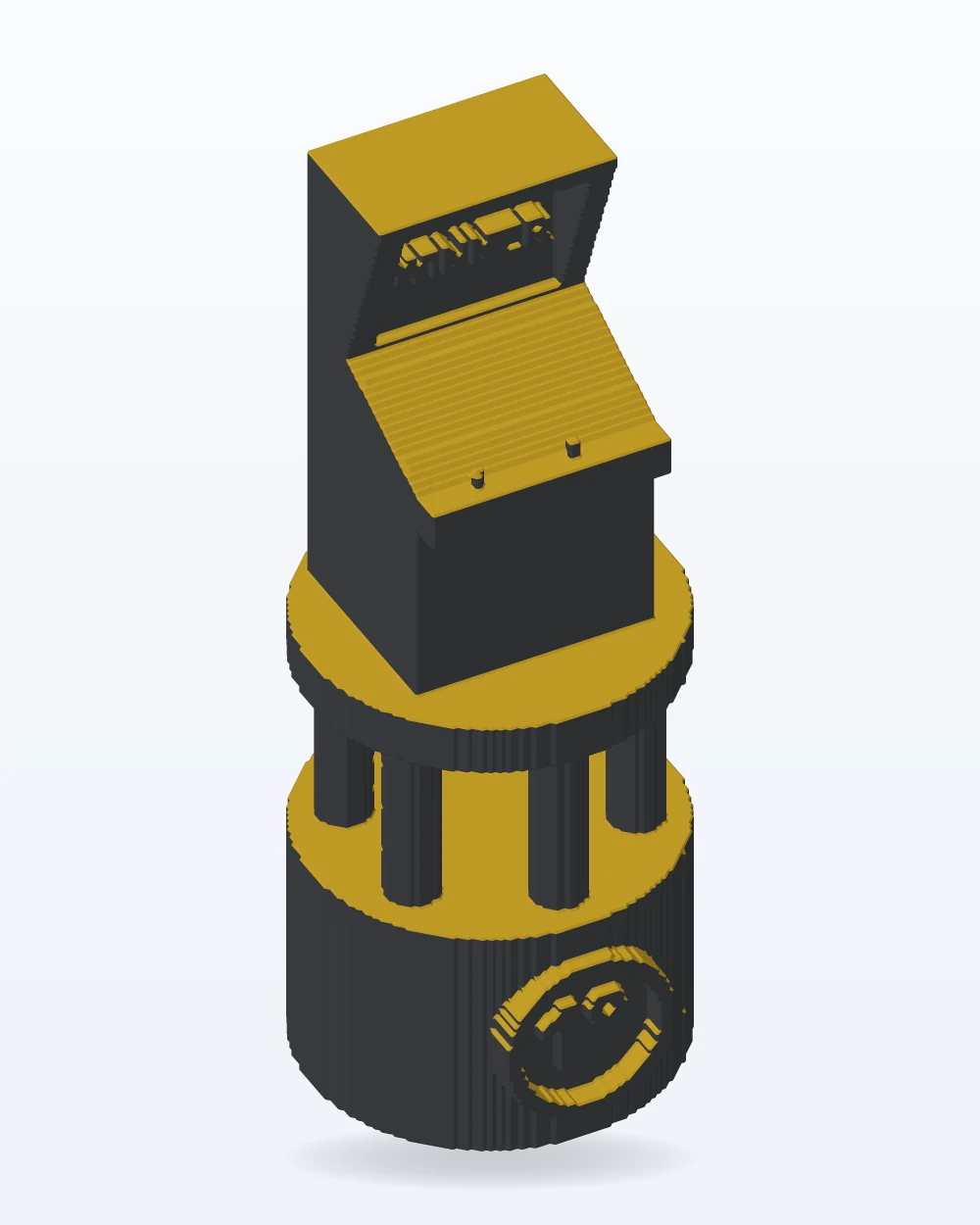 Ilustración del modelo 3D de trofeo arcade para el ganador, con los colores de la impresión