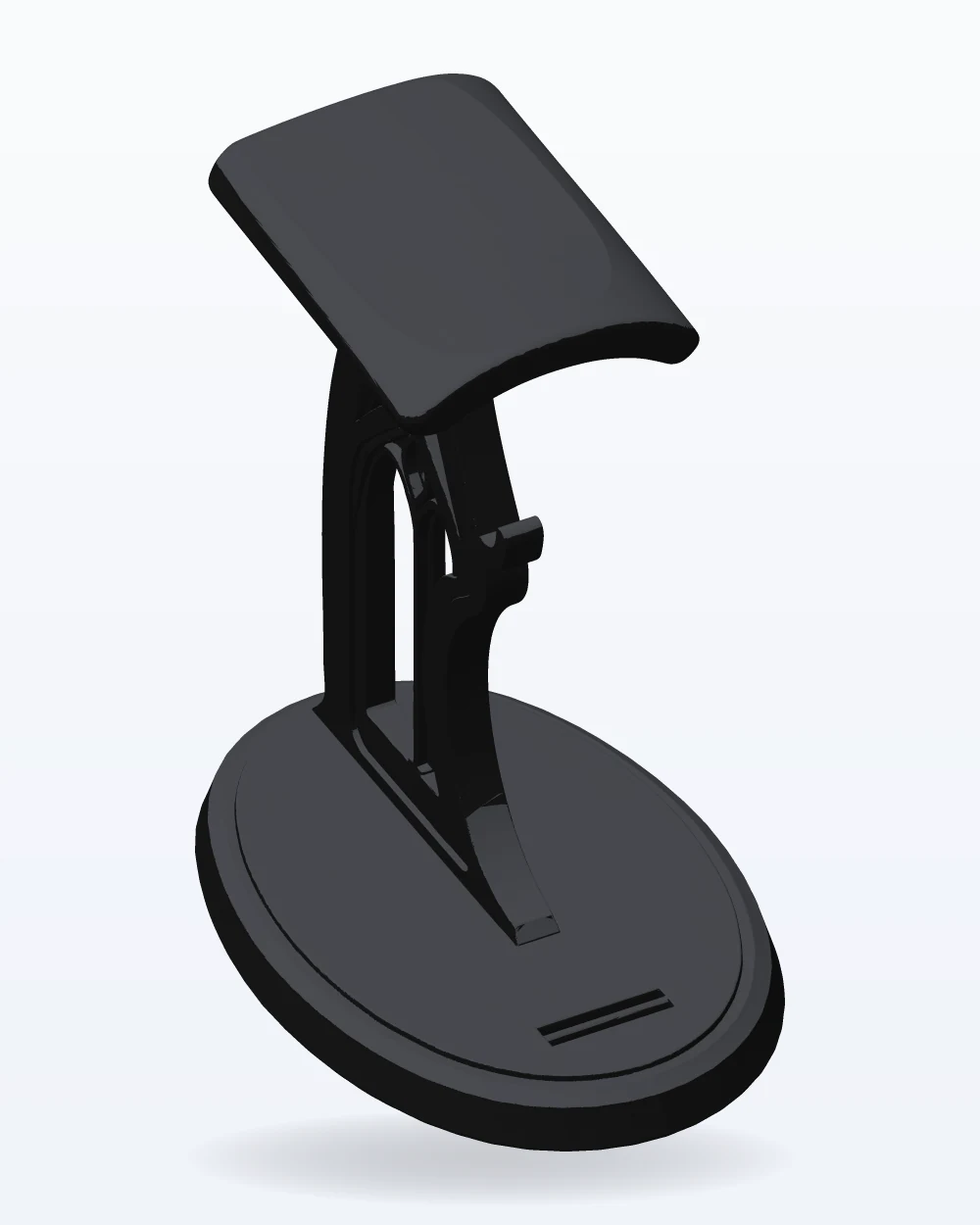 Ilustración del modelo 3D de soporte de auriculares gótico, con los colores de la impresión
