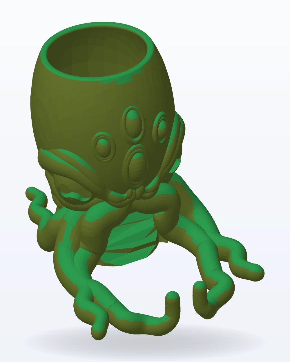 Ilustración del modelo 3D de torre de dados de cthulhu, con los colores de la impresión