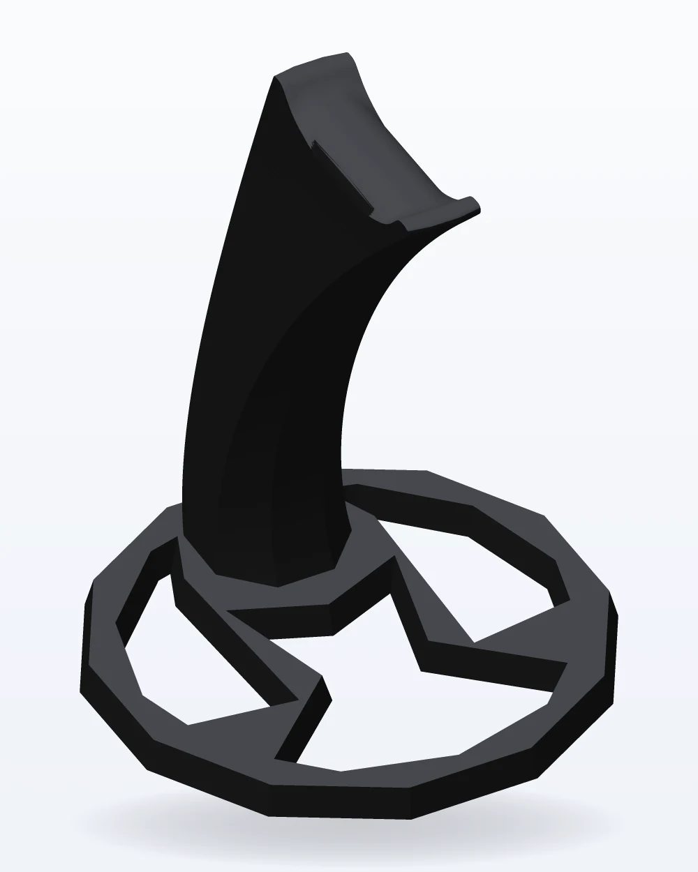 Ilustración del modelo 3D de soporte de auriculares de líneas tecnológicas, con los colores de la impresión