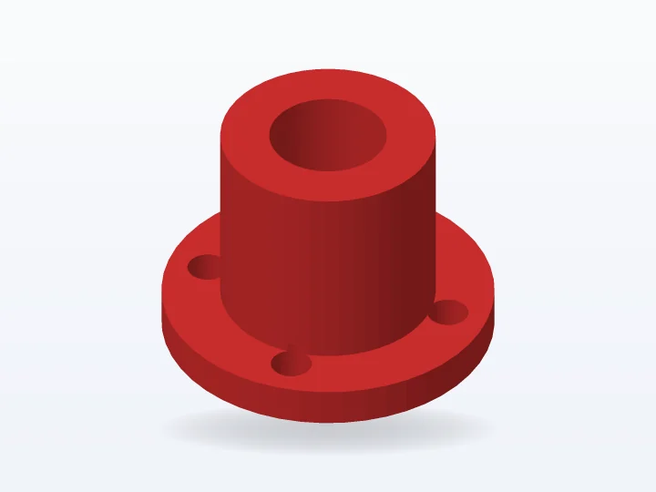 Vista 3D: Buje con brida Ø34 × 24 mm Modelo 3D de la pieza de ejemplo: buje con brida ø34 × 24 mm