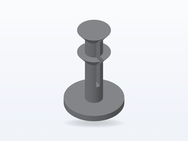 Modelo 3D de la pieza de ejemplo: clip de tapizado ø20 × 30 mm