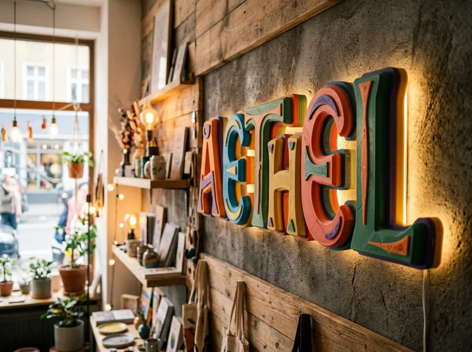 Letras 3D impresas en relieve para un cartel de local comercial (imagen ilustrativa)