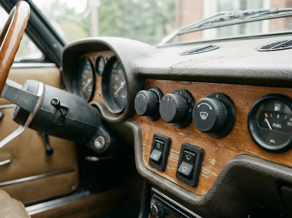 Perillas y piezas de interior de un auto clásico reproducidas con impresión 3D (imagen ilustrativa)