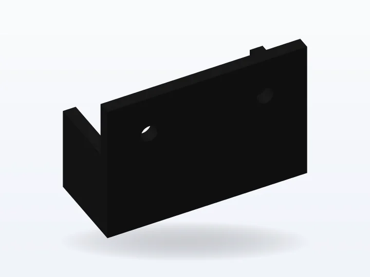 Vista 3D: Soporte de accesorio 62 × 44 × 26 mm Modelo 3D de la pieza de ejemplo: soporte de accesorio 62 × 44 × 26 mm