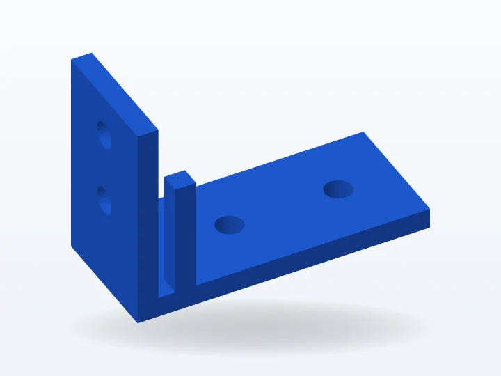 Modelo 3D de la pieza de ejemplo: soporte en l 70 × 50 × 30 mm