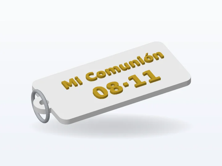 Llavero de comunión blanco con letras doradas