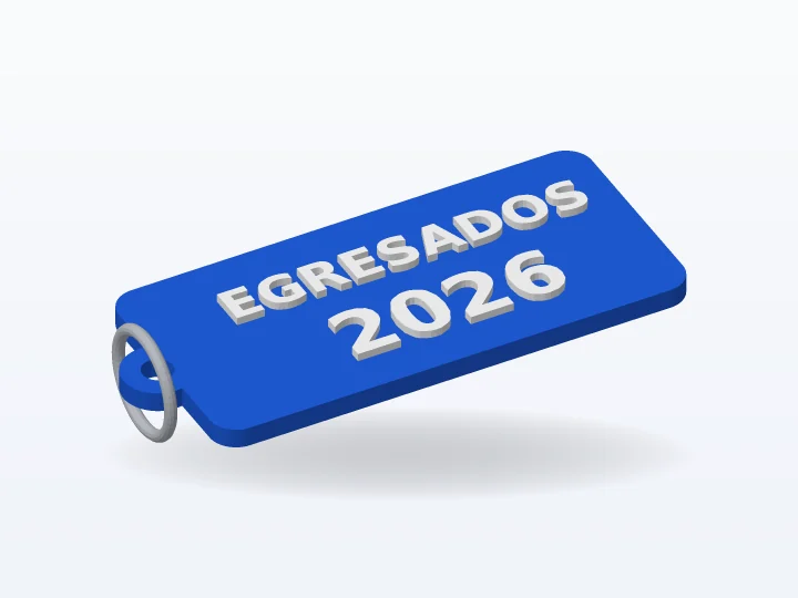 Llavero de egresados 2026 azul con letras blancas