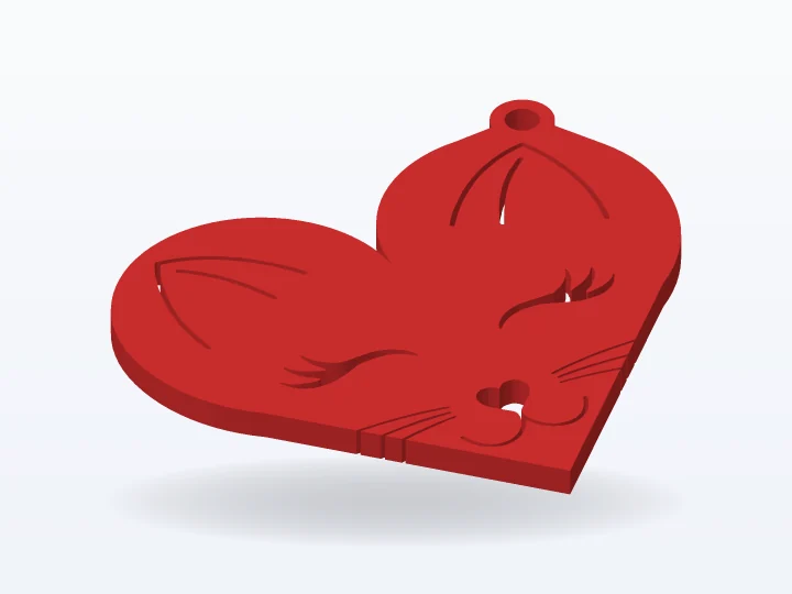 Llavero 3D gato corazón