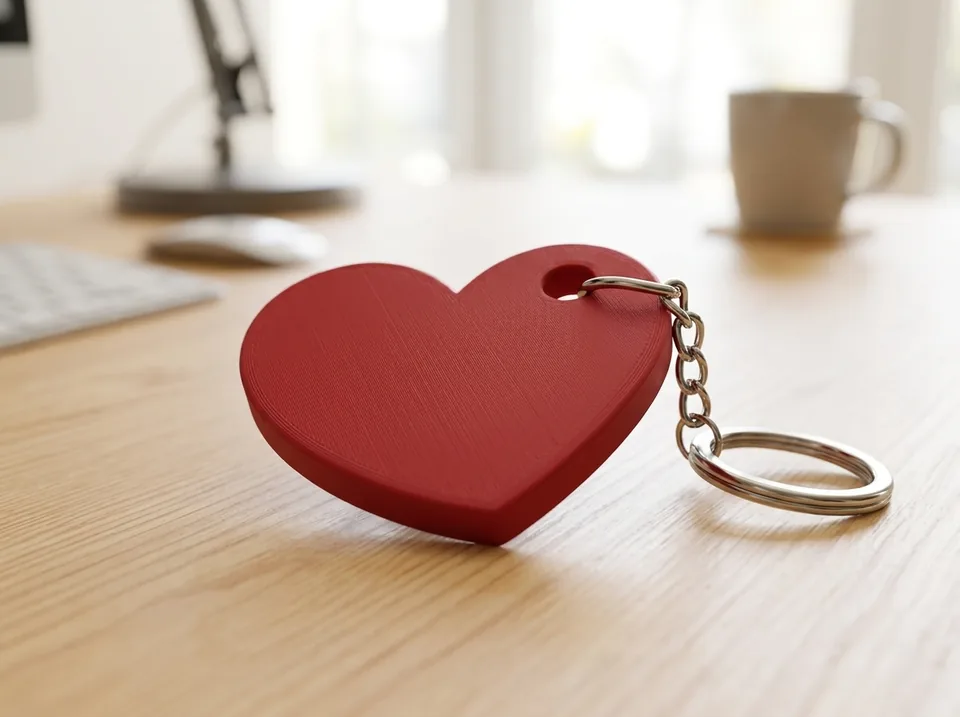 Corazón de San Valentín: llavero impreso en 3D en PLA (imagen ilustrativa)