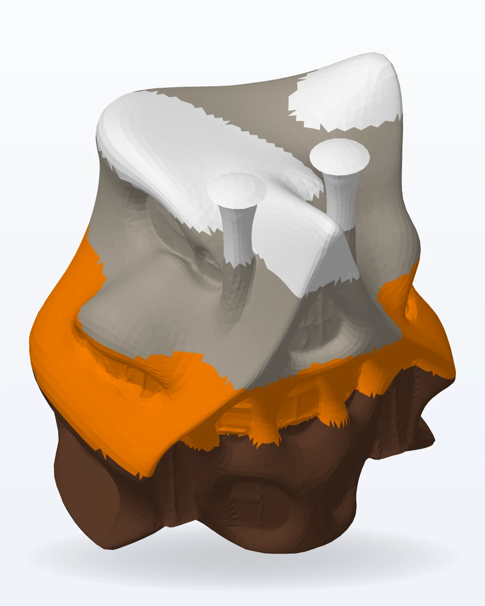 Ilustración del modelo 3D de la maqueta maqueta abstracta estilo gaudí, con los colores de la impresión