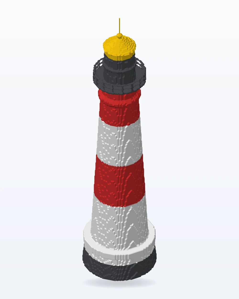 Ilustración del modelo 3D de la maqueta faro, con los colores de la impresión