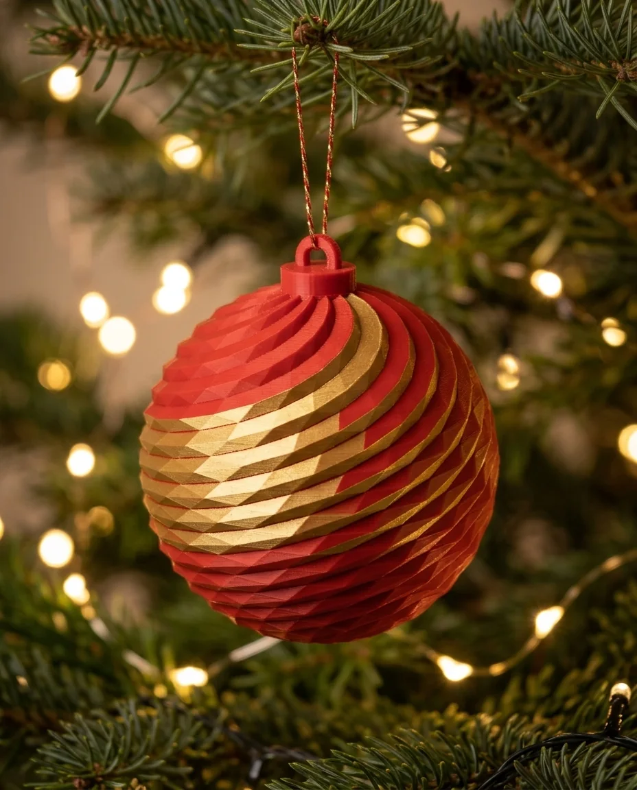 Bola facetada para el arbolito: adorno de Navidad impreso en 3D en PLA (imagen ilustrativa)