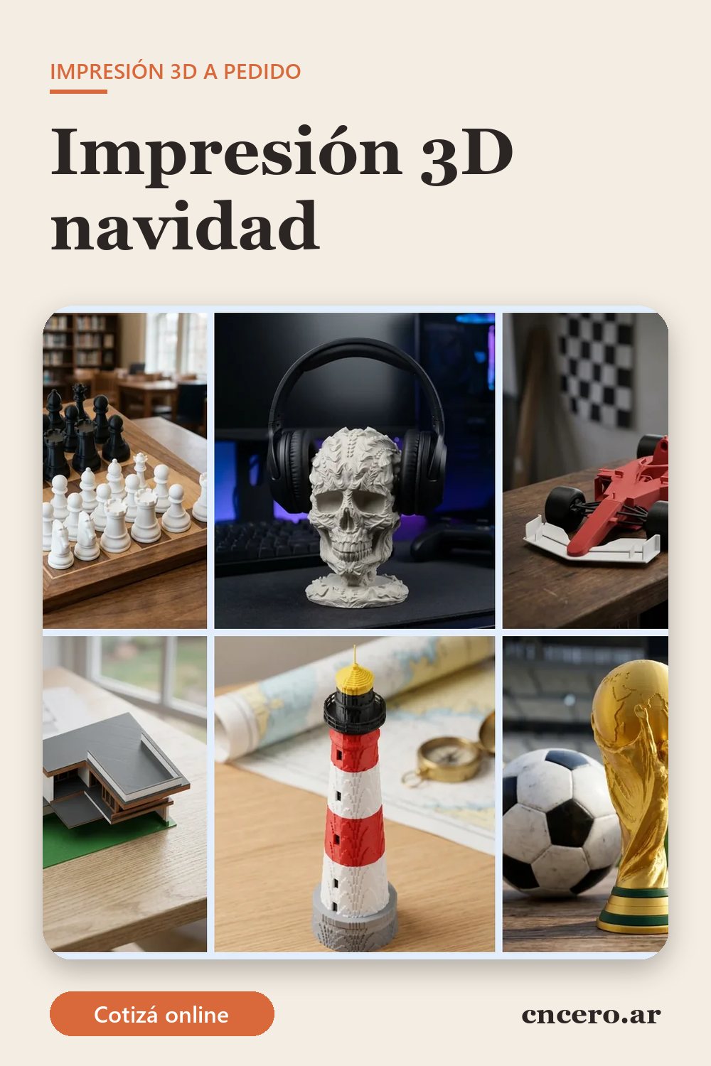 Impresión 3d navidad: ajedrez, soporte de auriculares gamer, auto de Fórmula 1, maquetas y copa impresos en 3D como regalos de Navidad