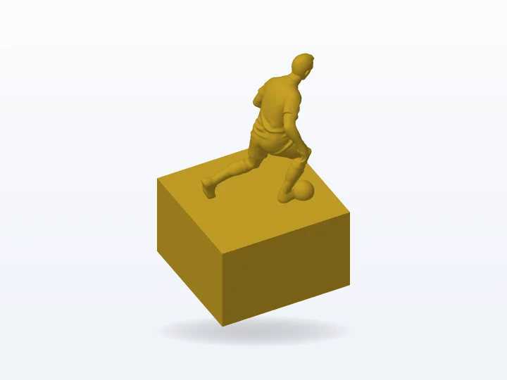 Modelo 3D del trofeo jugador de fútbol con pedestal para imprimir