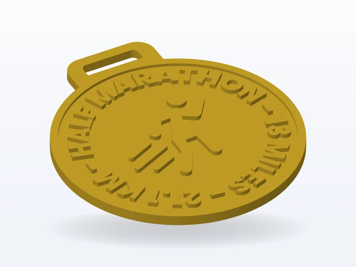 Modelo 3D del trofeo medalla de media maratón para imprimir