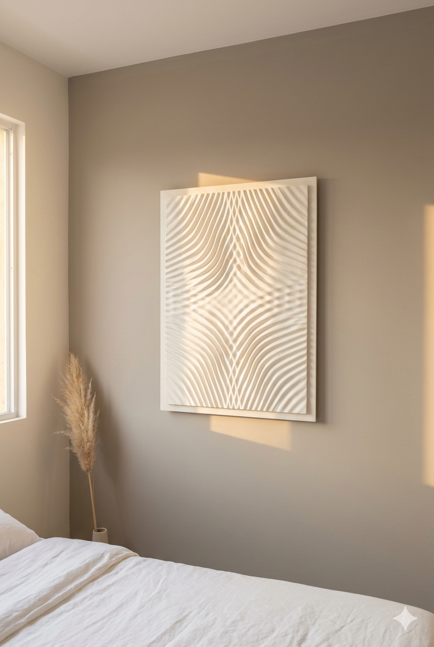 Arte paramétrico impreso en 3D aesthetic en PLA blanco matte para pared